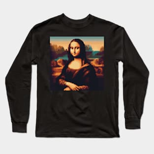 Pixelated Mona Lisa Long Sleeve T-Shirt